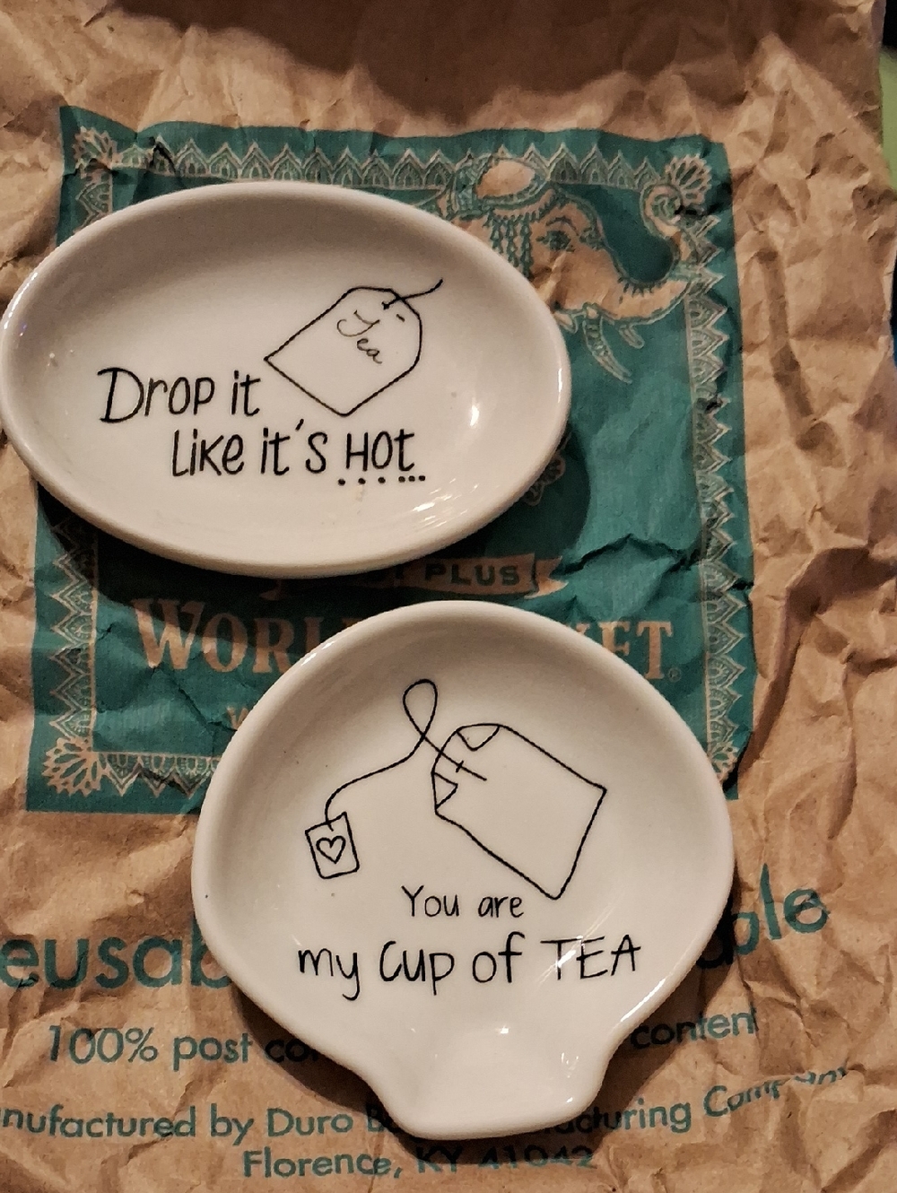 Cost Plus World Market White Ceramic Tea Spoon Rest Pair